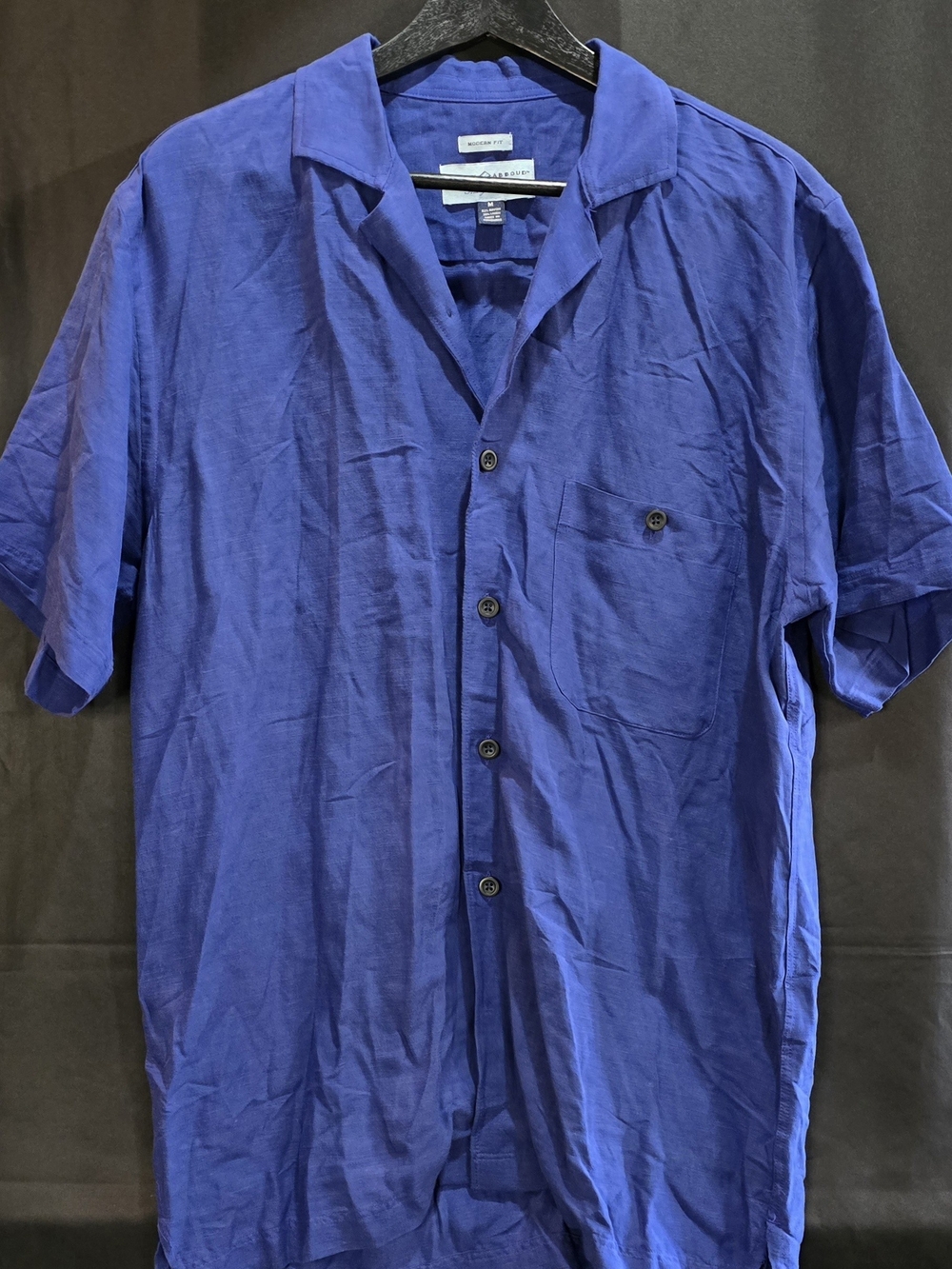 Joseph Abboud Indigo Blue Linen Rayon Camp Shirt